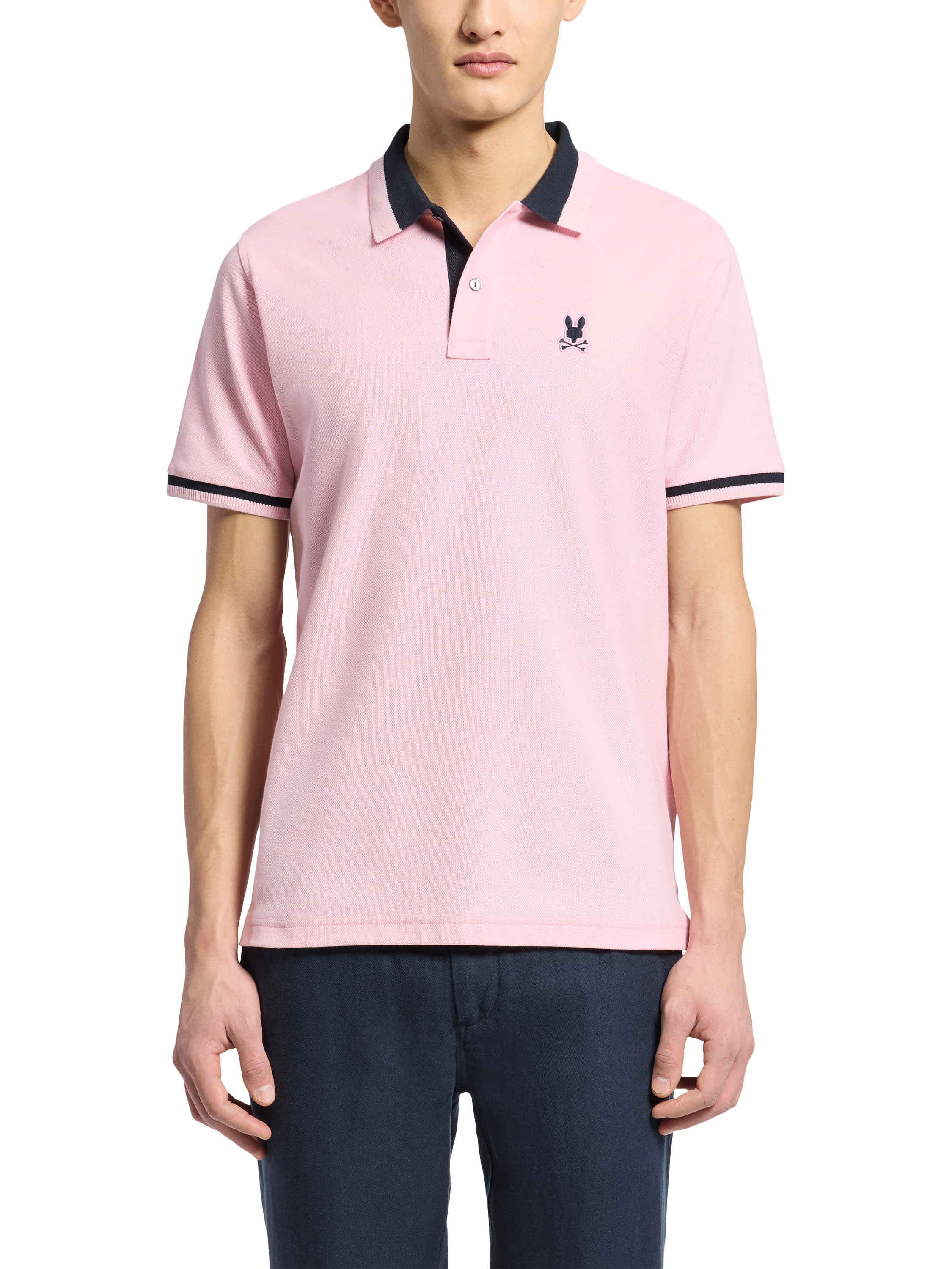 Product image 1 of 5, which shows Psycho Bunny Newman Cotton Regular Fit Pique Polo Shirt, Romance Rose, S