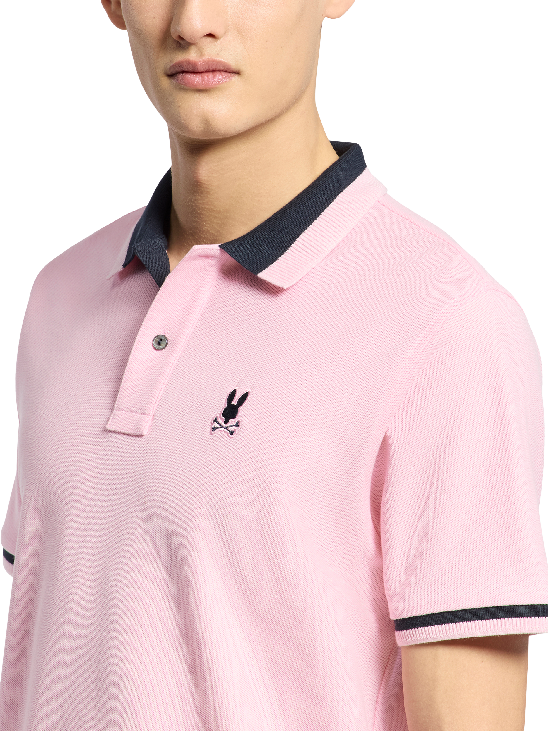 Product image 4 of 5, which shows Psycho Bunny Newman Cotton Regular Fit Pique Polo Shirt, Romance Rose, S