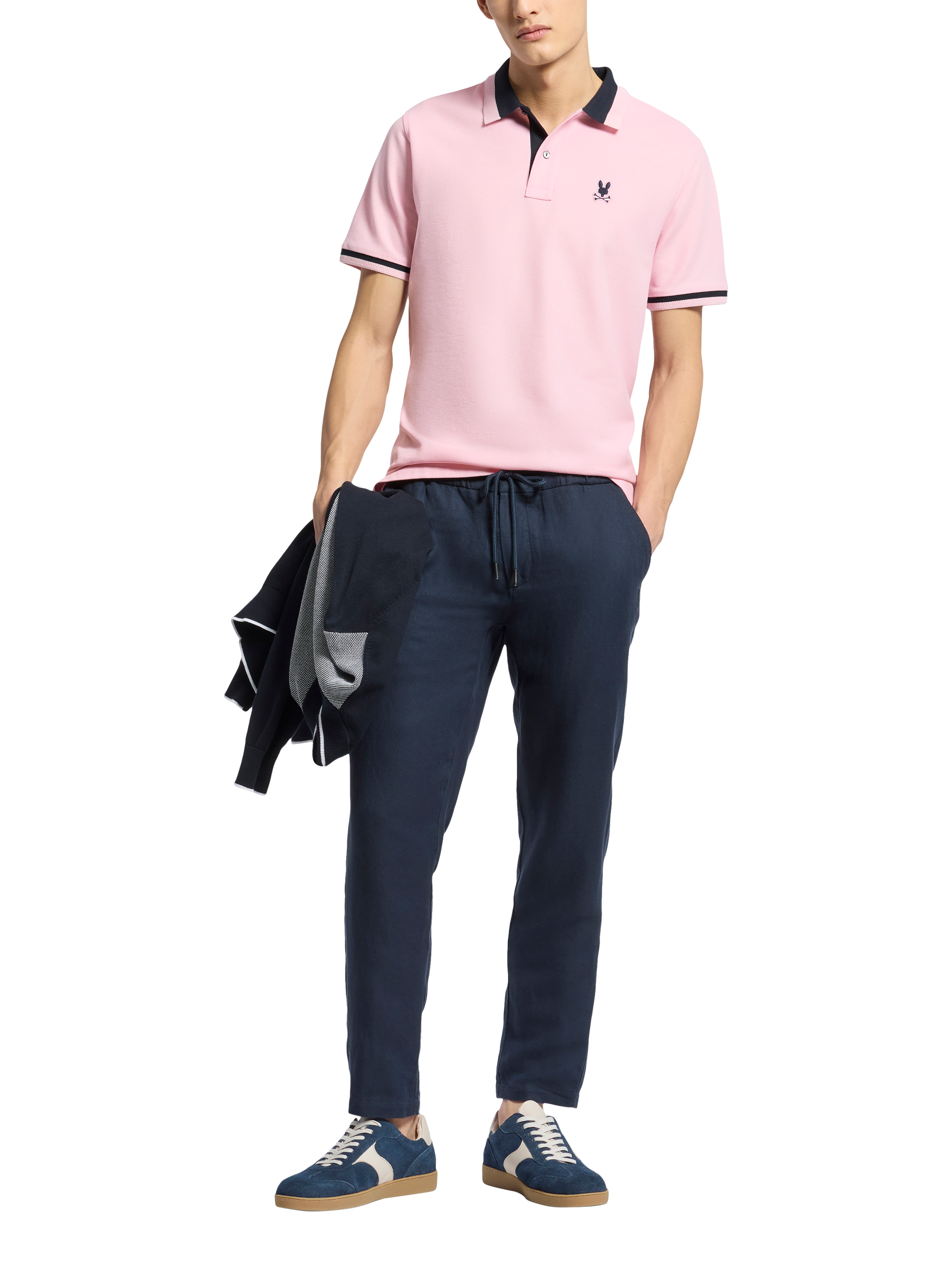 Product image 5 of 5, which shows Psycho Bunny Newman Cotton Regular Fit Pique Polo Shirt, Romance Rose, S