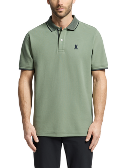 Psycho Bunny Evandale Cotton Regular Fit Short Sleeve Polo Shirt, Sea Spray
