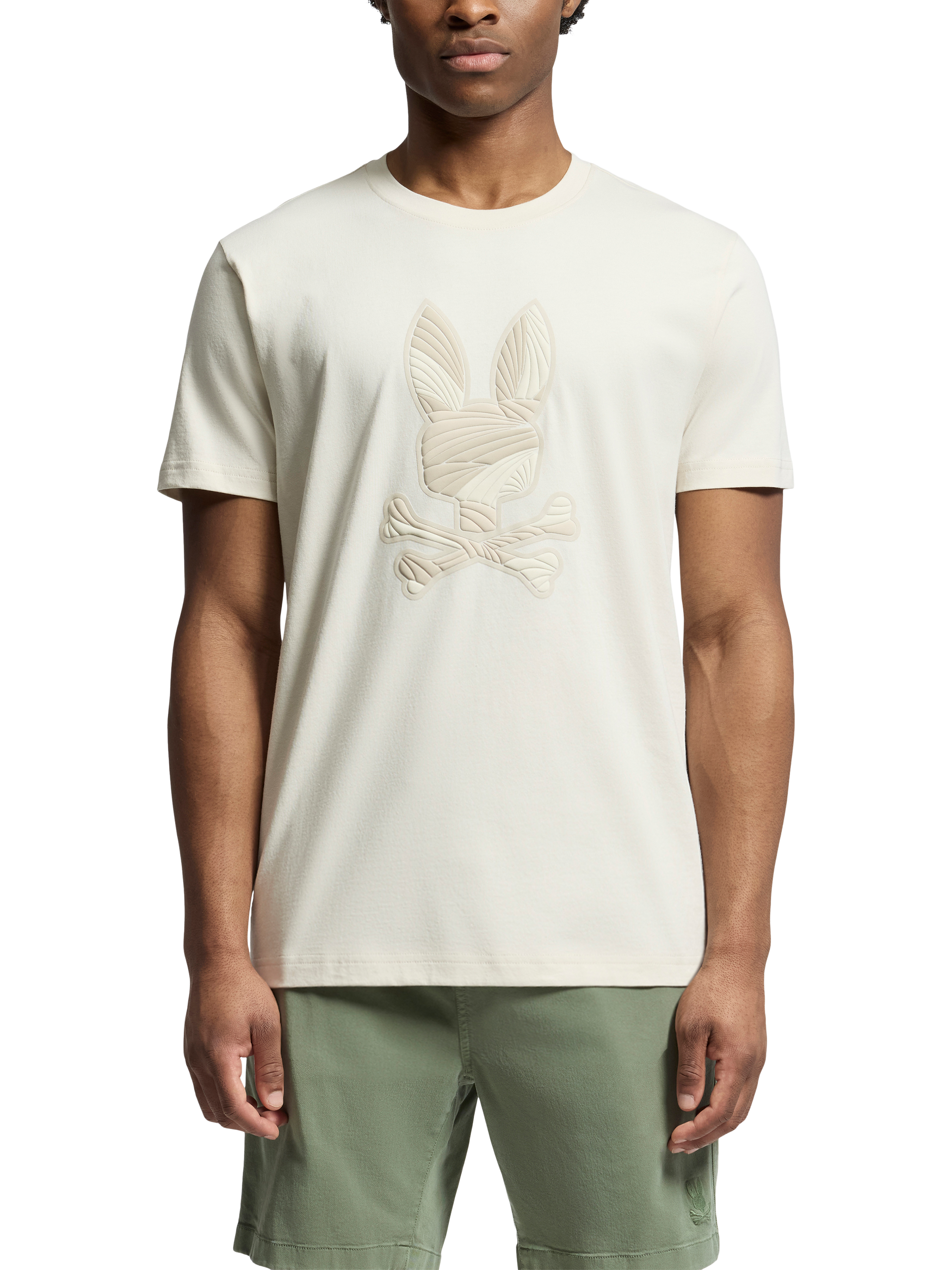 Product image 1 of 5, which shows Psycho Bunny Baxter Cotton Regular Fit Short Sleeve Graphic T-Shirt, Beige, M