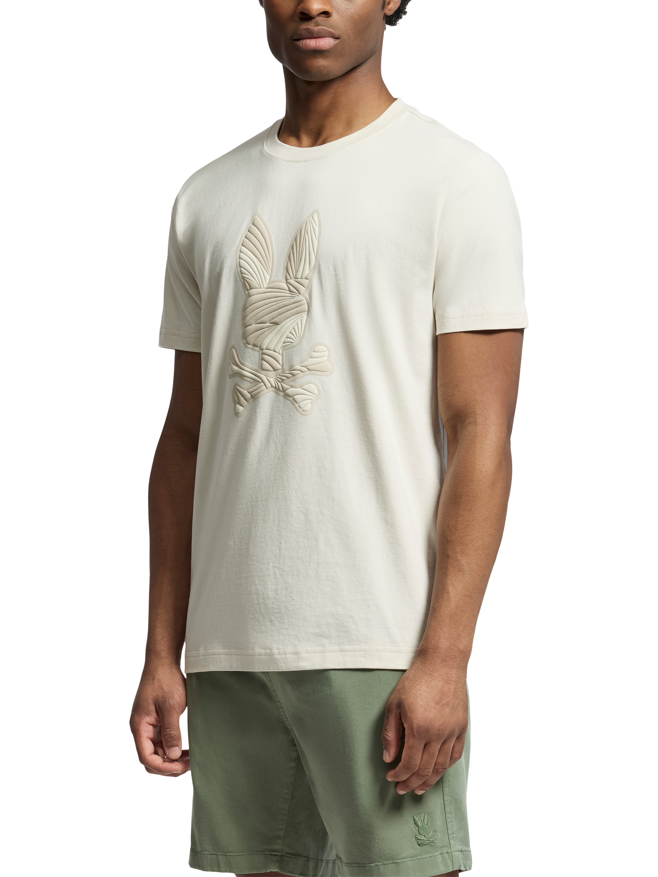 Product image 3 of 5, which shows Psycho Bunny Baxter Cotton Regular Fit Short Sleeve Graphic T-Shirt, Beige, M