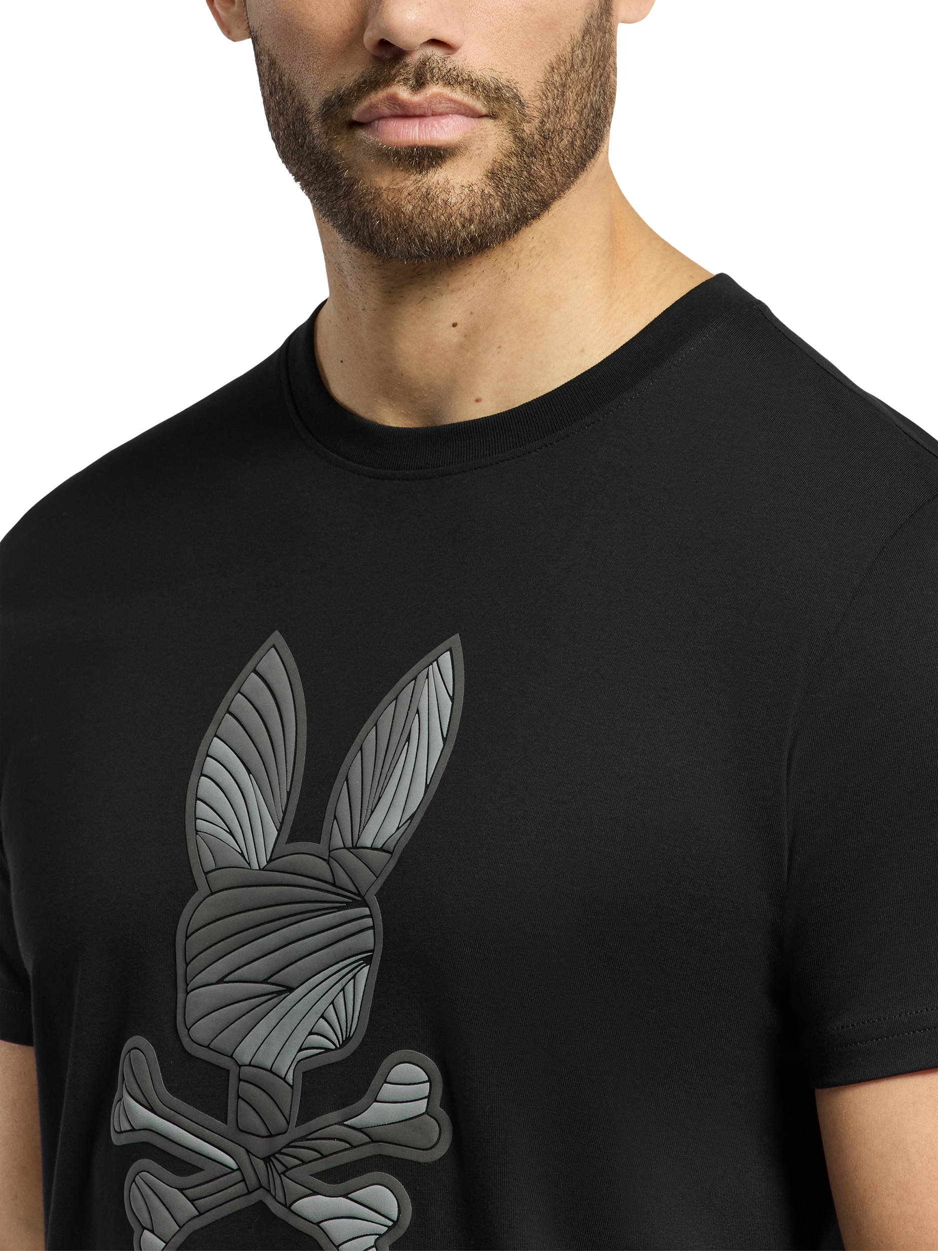 Product image 4 of 5, which shows Psycho Bunny Baxter Cotton Regular Fit Short Sleeve Graphic T-Shirt, Black, M