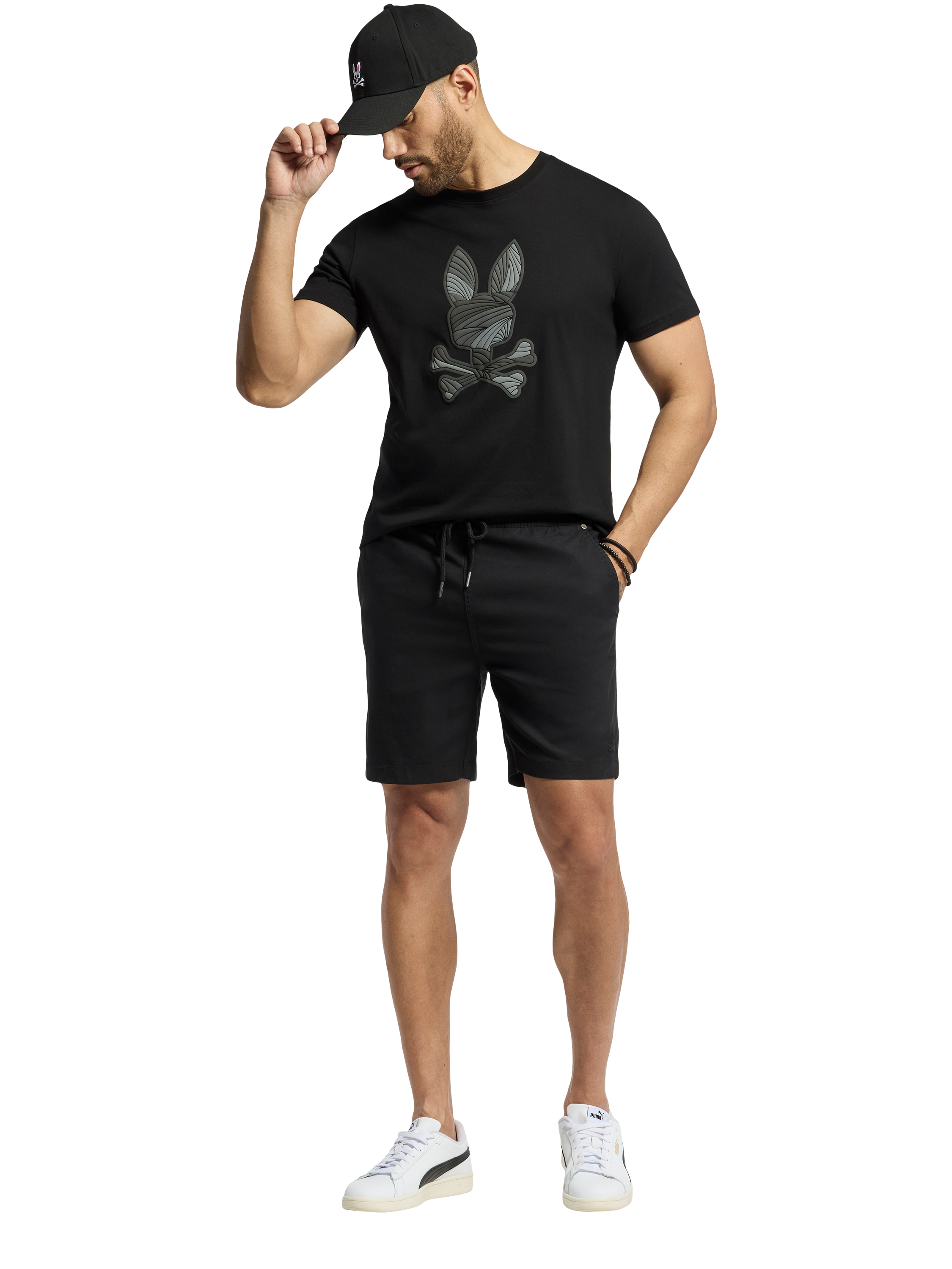 Product image 5 of 5, which shows Psycho Bunny Baxter Cotton Regular Fit Short Sleeve Graphic T-Shirt, Black, M