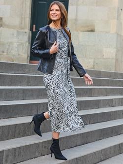 Sosandar Animal Print Tie Side Midi Dress, Grey, Grey