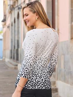 Sosandar Gradient Spot Cowl Neck Top, Ivory/Black - view 2, Ivory/Black