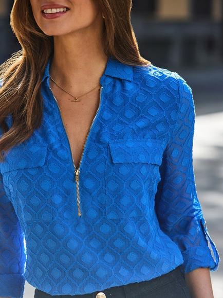 Sosandar Utility Zip Front Tunic Top, Cobalt - view 2, Cobalt