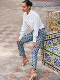 Sosandar Geometric Tapered Trousers, Blue/Multi