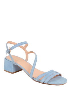 Jones Bootmaker Ginette 2 Suede Heeled Strappy Sandals - view 2, Pale Blue