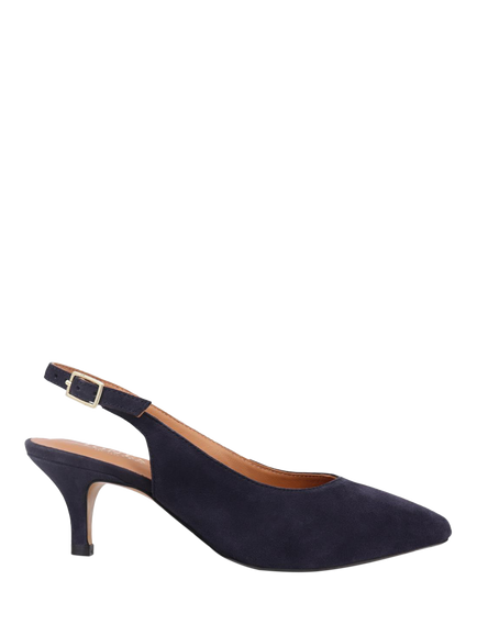 Jones Bootmaker Zaria Suede Kitten Heel Slingback Court Shoes, Navy