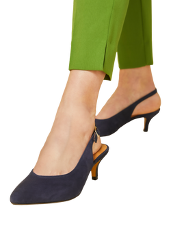 Jones Bootmaker Zaria Suede Kitten Heel Slingback Court Shoes - view 2, Navy