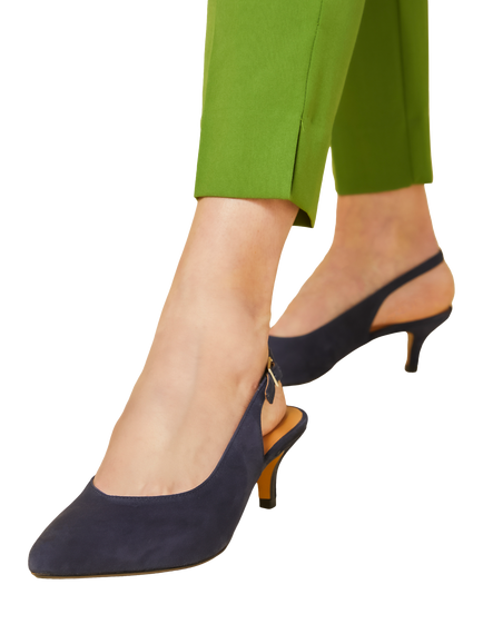 Jones Bootmaker Zaria Suede Kitten Heel Slingback Court Shoes - view 2, Navy