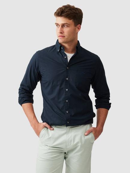 Rodd & Gunn Hendrick Poplin Cotton Slim Fit Long Sleeve Shirt, Eclipse