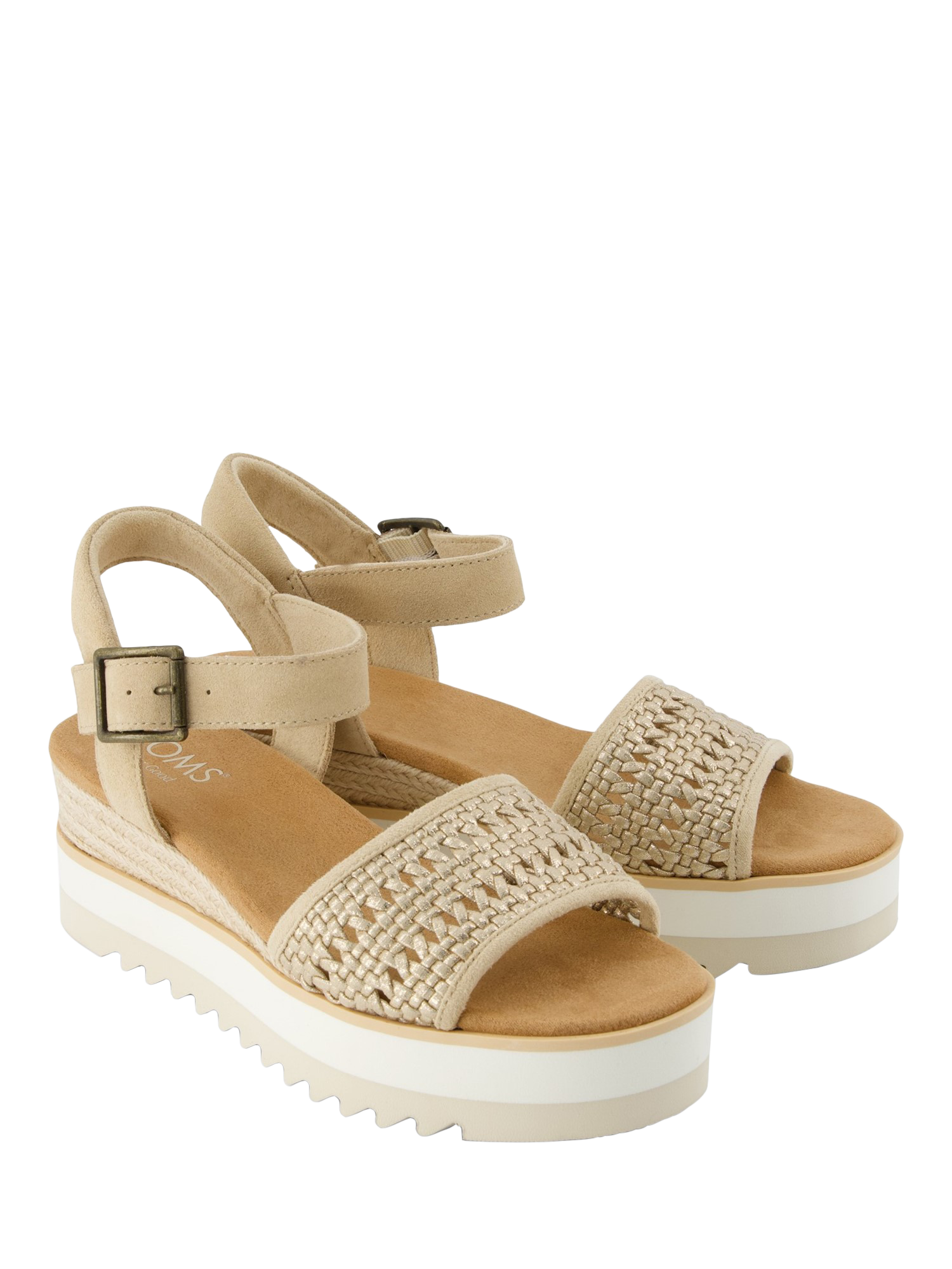 Product image 2 of 5, which shows TOMS Diana Platform Wedge Sandals, Champagne, 4