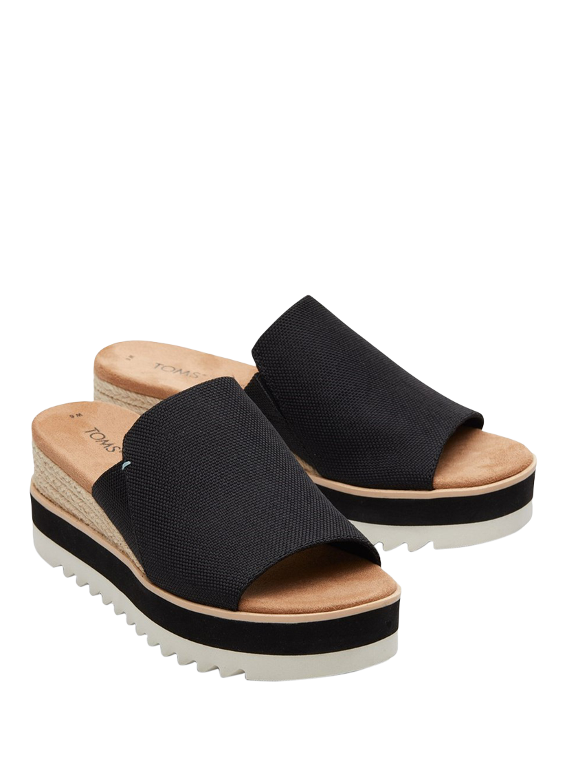 Product image 2 of 5, which shows TOMS Diana Wedge Mule Sandals, Black, 4