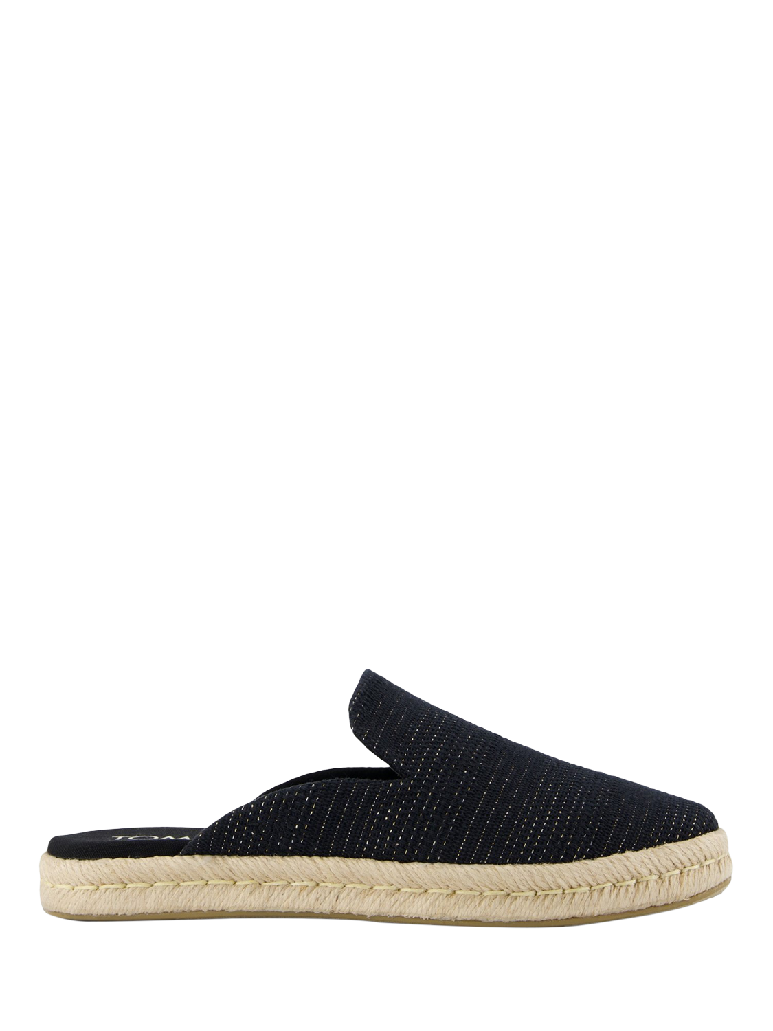 Product image 1 of 5, which shows TOMS Santiago Metallised Cotton Mule Sandals, Black, 4