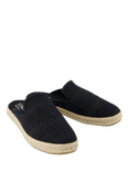 TOMS Santiago Metallised Cotton Mule Sandals, Black