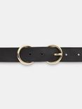 Whistles Double Ring Buckle Leather Belt, Black