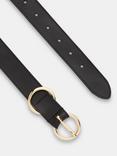 Whistles Double Ring Buckle Leather Belt, Black