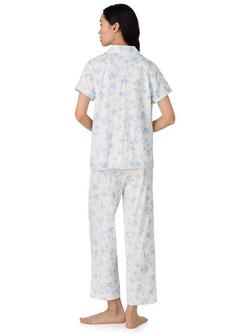 Ralph Lauren Lauren Ralph Lauren Knit Short Sleeve Capri Pyjama Set, Blue Floral - view 2, Blue Floral