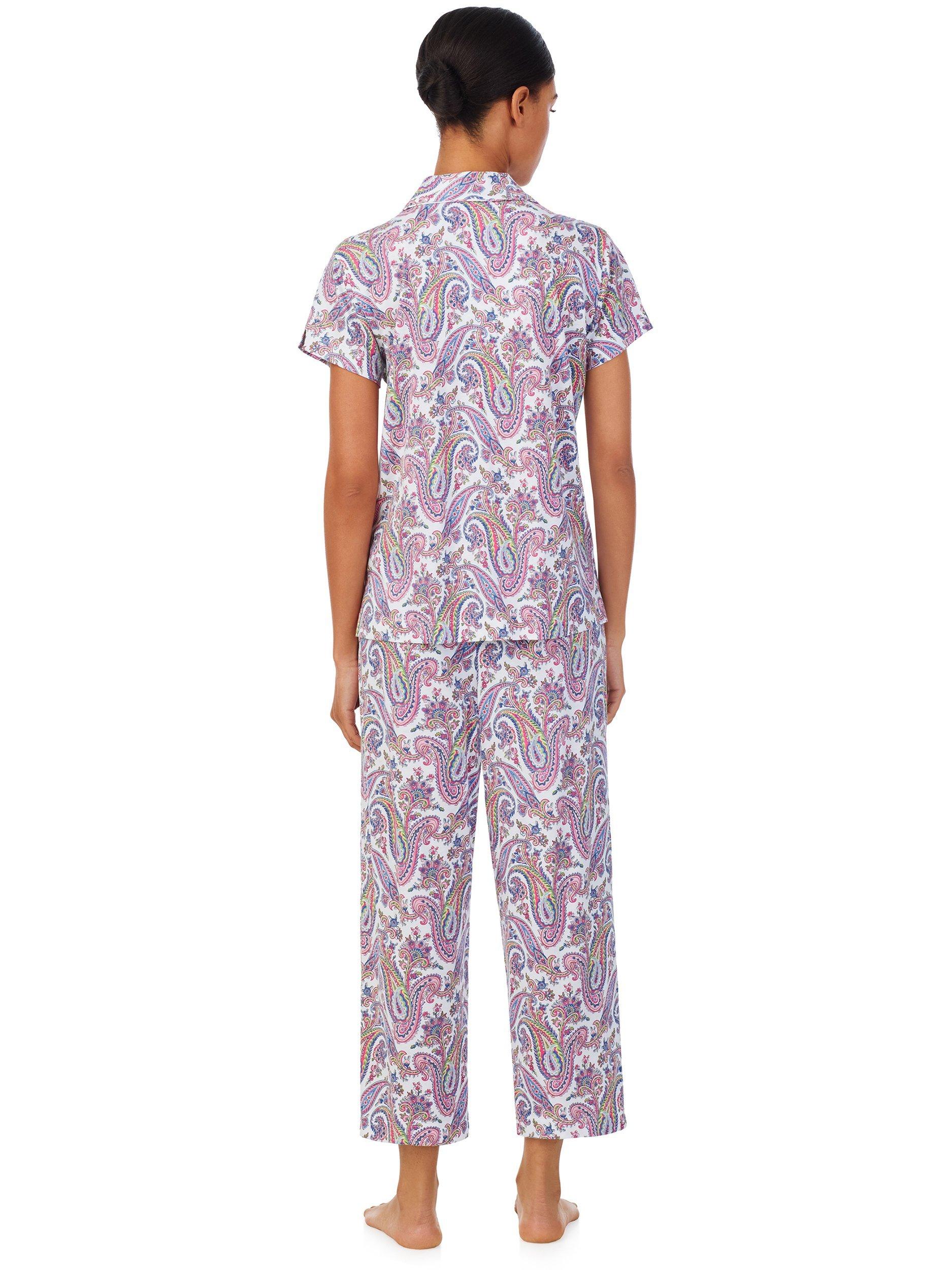 Product image 2 of 3, which shows Lauren Ralph Lauren Paisley Capri Pyjama Set, Multi, S