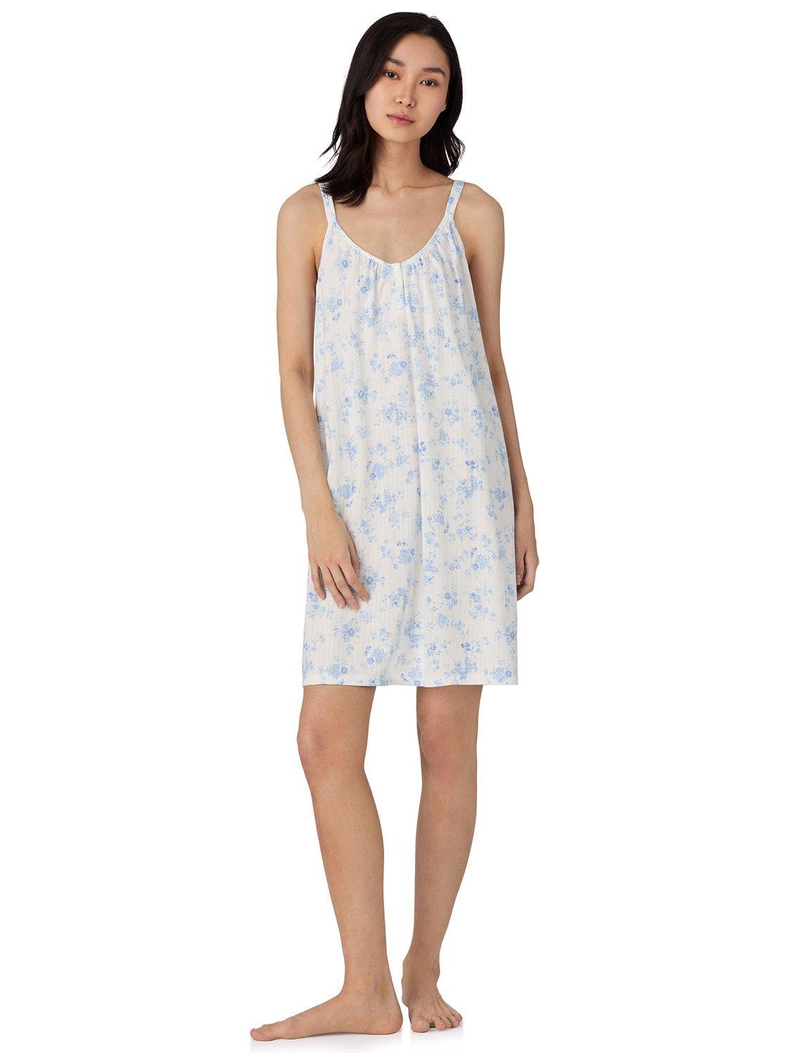 Product image 1 of 3, which shows Lauren Ralph Lauren Floral Double Strap Nightdress, Blue Floral, L