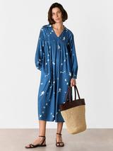 Whistles Metallic Wrap Front Midi Dress, Gold