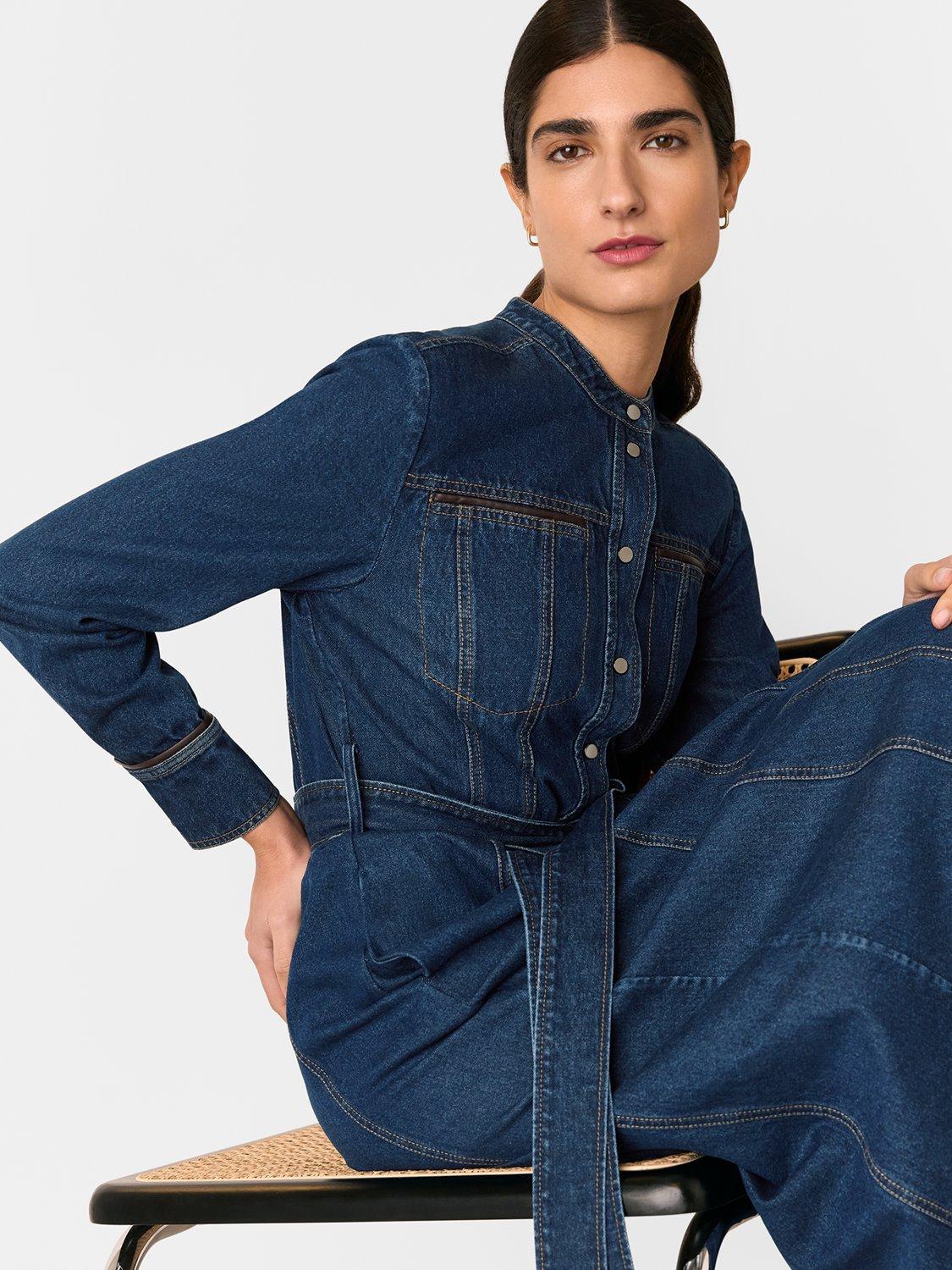 Product image 5 of 6, which shows Whistles Myra Denim Midi Dress, Denim, 6