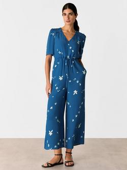 Whistles Sun Bleached Floral Jumpsuit, Blue/Multi, Blue/Multi