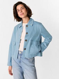 Whistles Marie Short Cotton Jacket, Light Blue