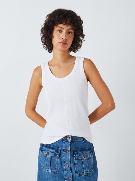 AND/OR Winnie Ribbed Vest Top, White
