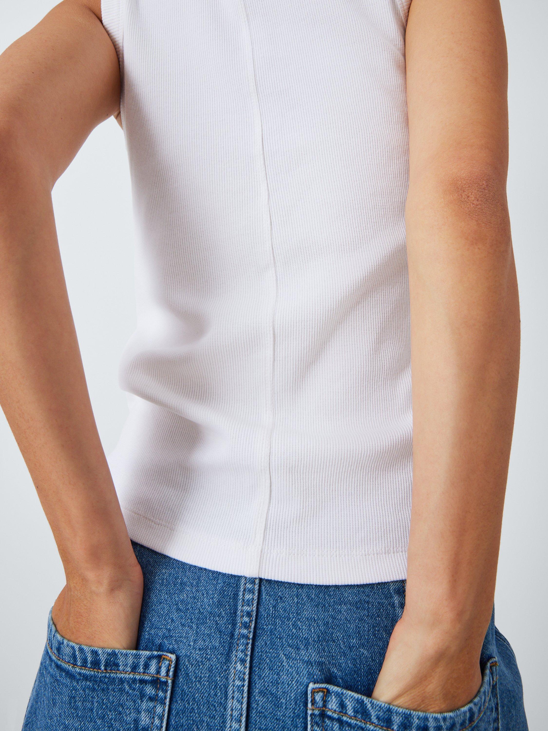 Product image 6 of 6, which shows AND/OR Winnie Ribbed Vest Top, White, 6
