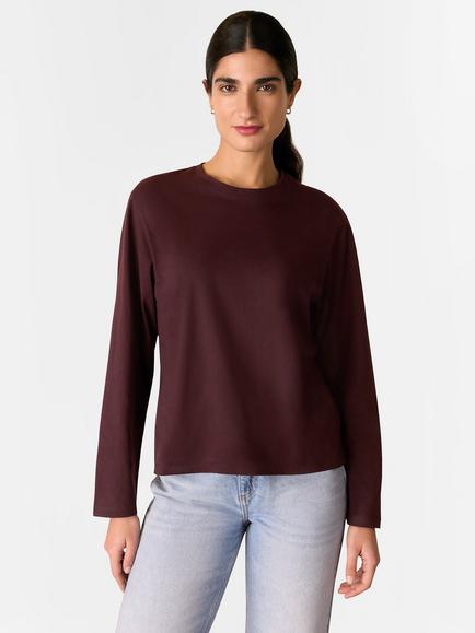 Whistles Relaxed Long Sleeve Top, Burgundy