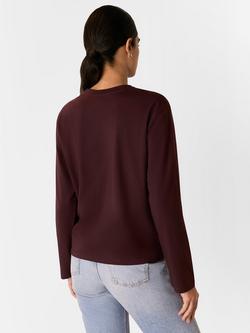 Whistles Relaxed Long Sleeve Top - view 2, Burgundy