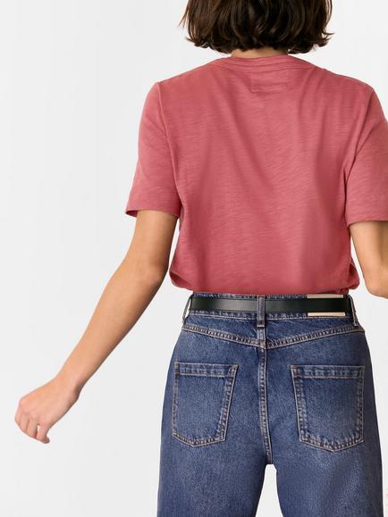 Whistles Rosa Double Trim T-Shirt - view 2, Dark Pink