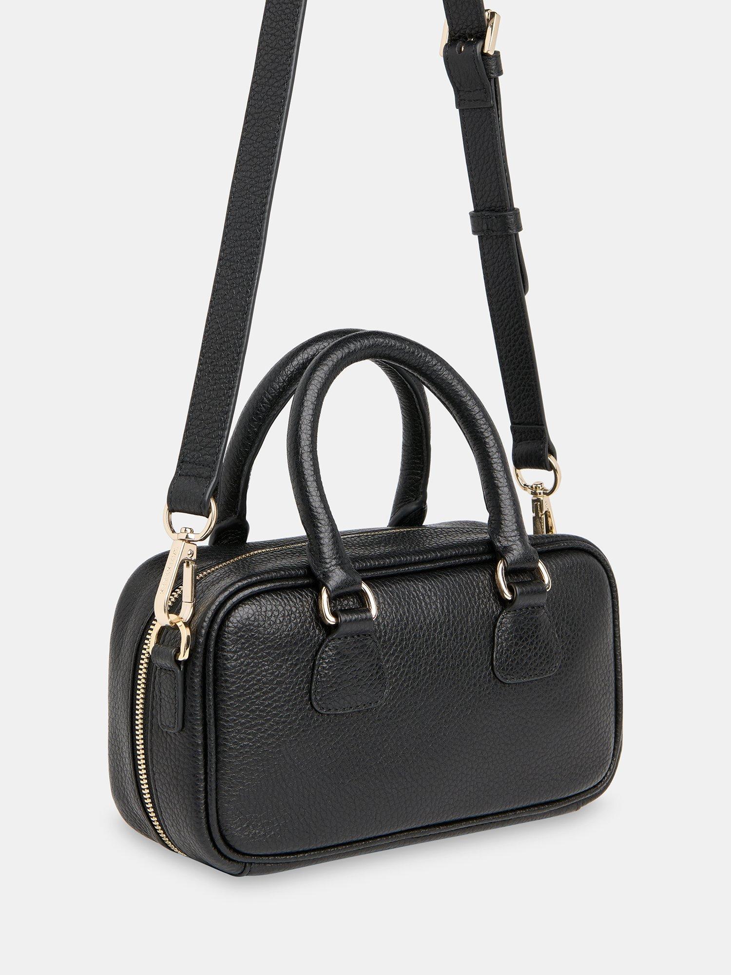Product image 2 of 6, which shows Whistles Lois Leather Bowling Crossbody Bag, Black