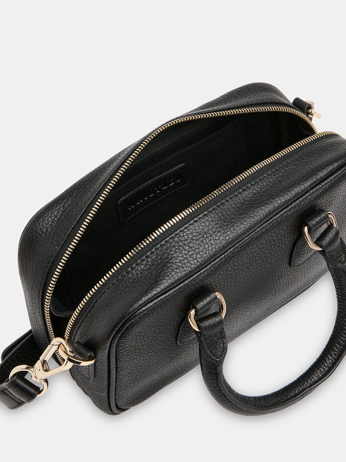 Product image 3 of 6, which shows Whistles Lois Leather Bowling Crossbody Bag, Black