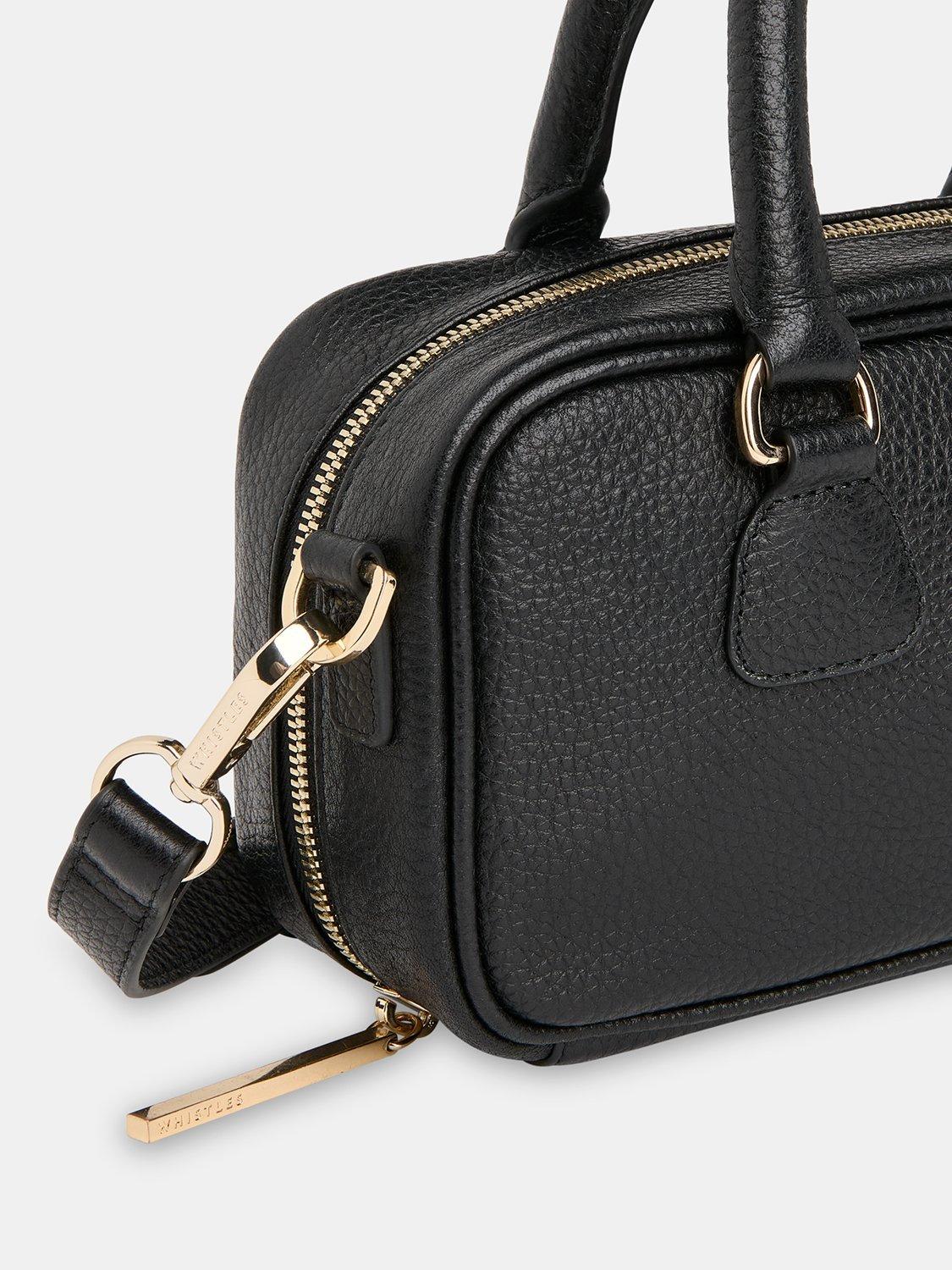 Product image 4 of 6, which shows Whistles Lois Leather Bowling Crossbody Bag, Black