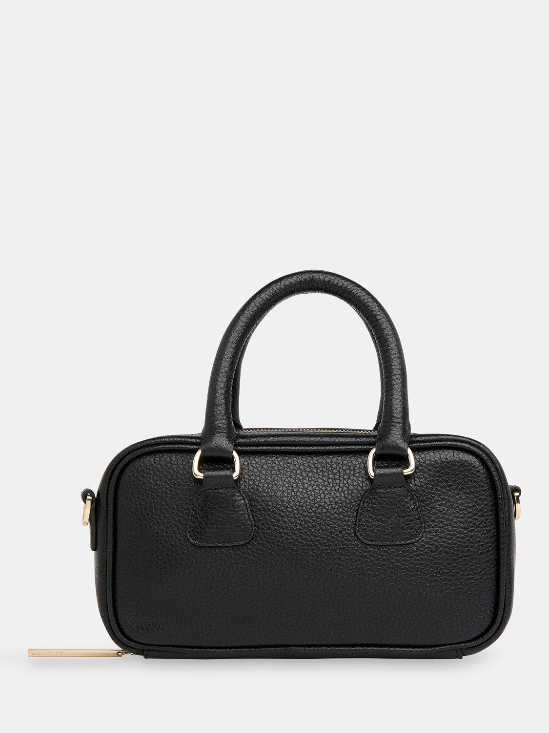 Product image 5 of 6, which shows Whistles Lois Leather Bowling Crossbody Bag, Black