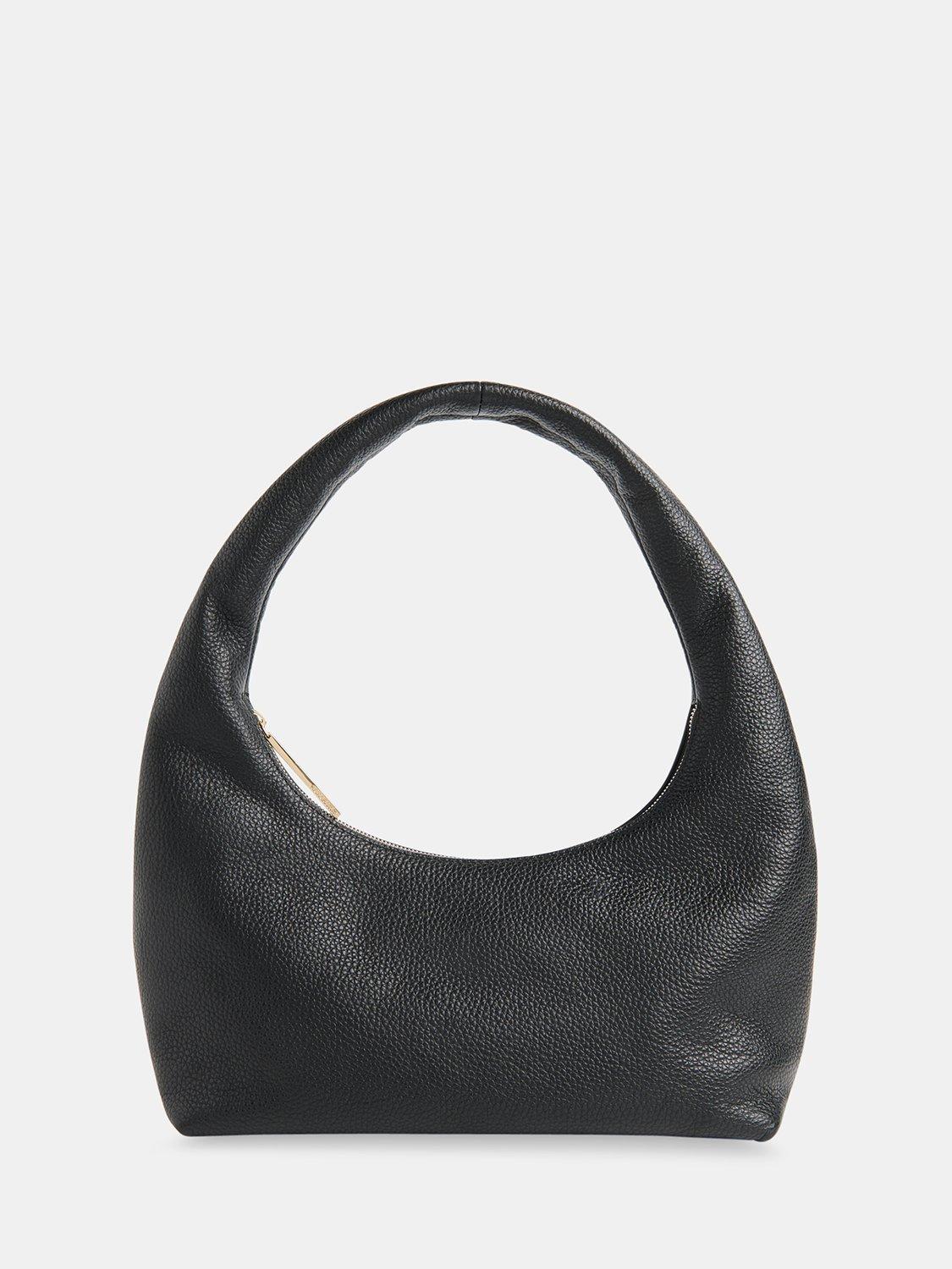 Product image 1 of 5, which shows Whistles Ulla Zip Leather Shoulder Bag, Black