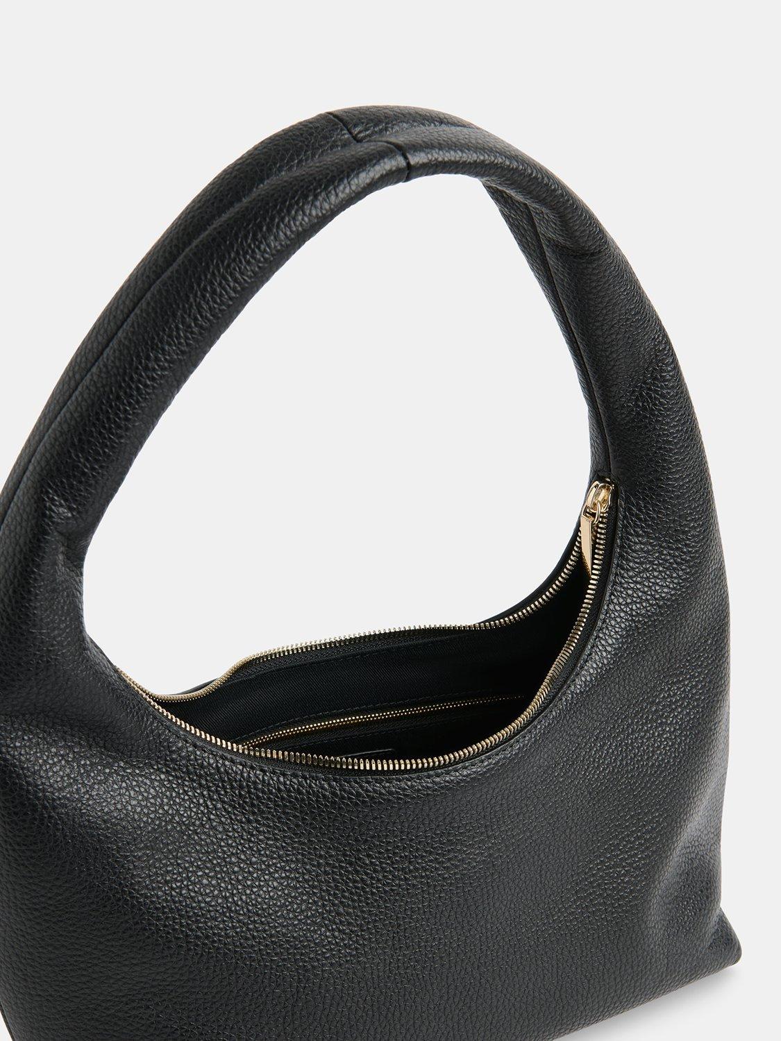Product image 3 of 5, which shows Whistles Ulla Zip Leather Shoulder Bag, Black
