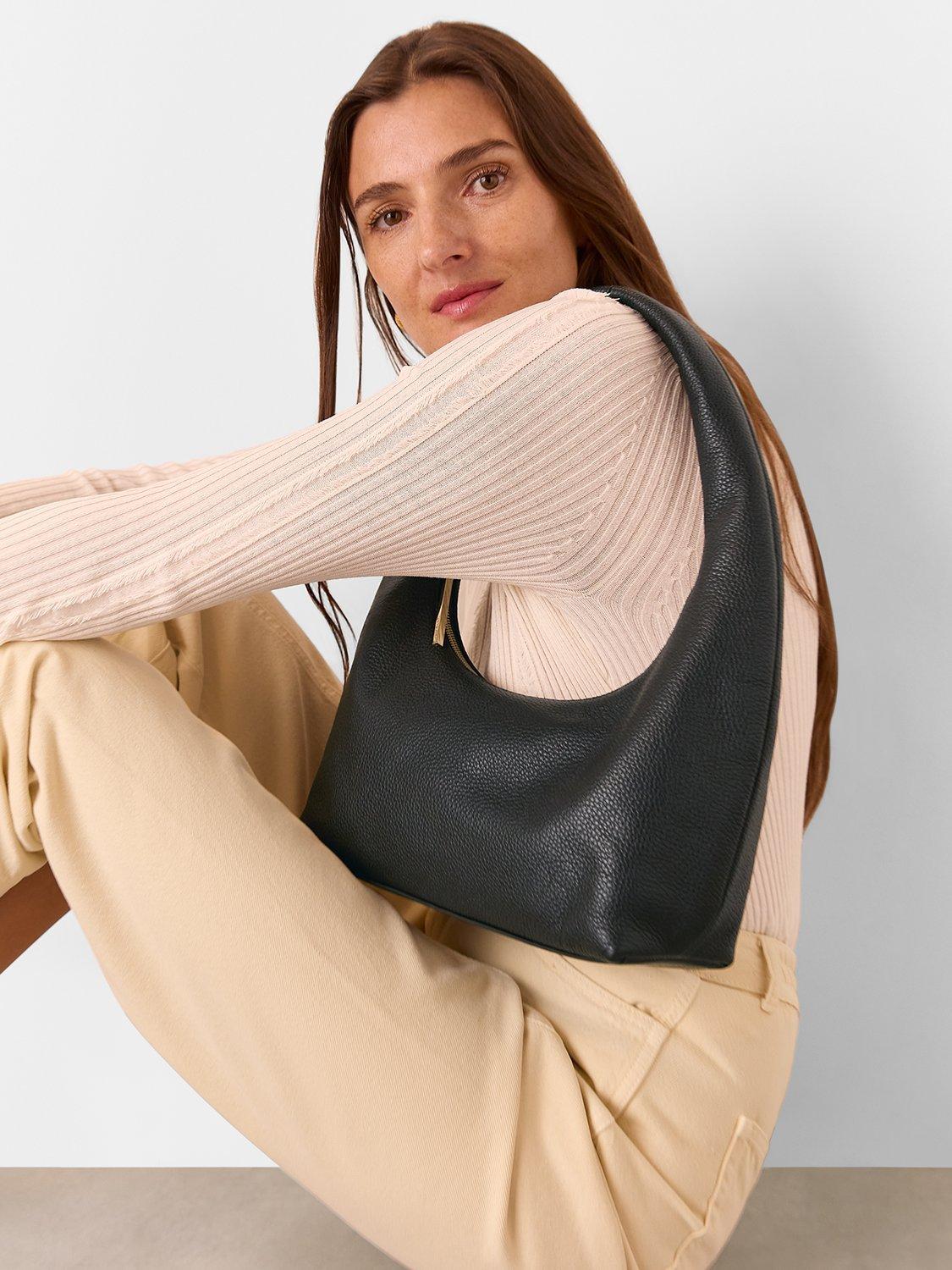 Product image 5 of 5, which shows Whistles Ulla Zip Leather Shoulder Bag, Black