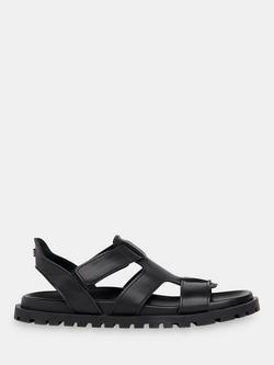 Whistles Freya Fisherman Leather Sandals, Black, Black