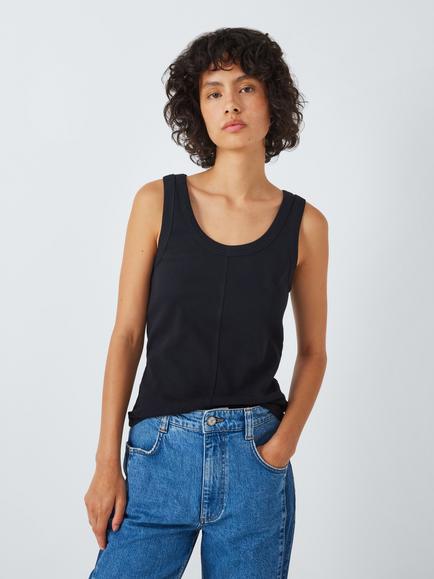 AND/OR Winnie Ribbed Vest Top, Black