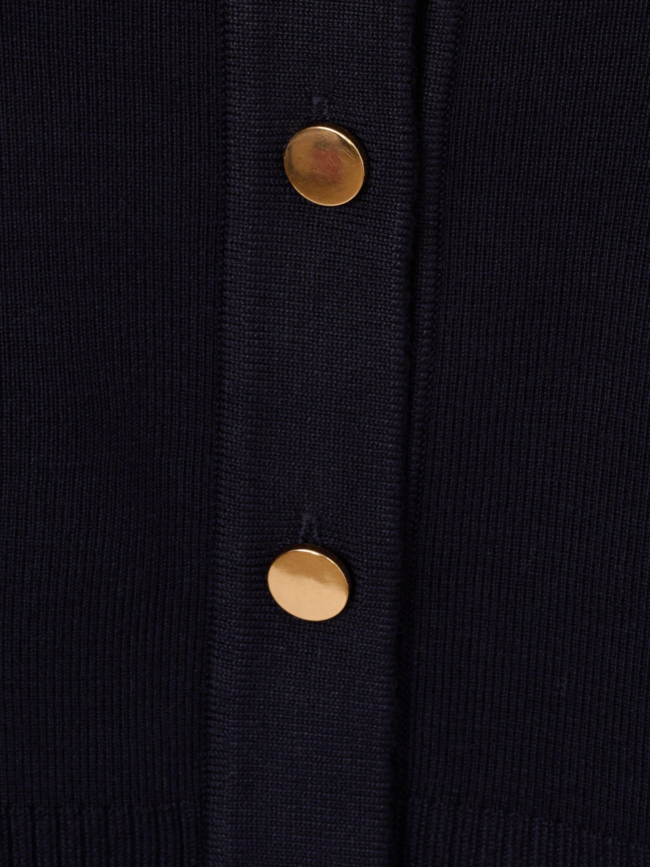 Product image 6 of 6, which shows Adrianna Papell Contrast Tipped Cropped Cardigan, Navy/Red, S