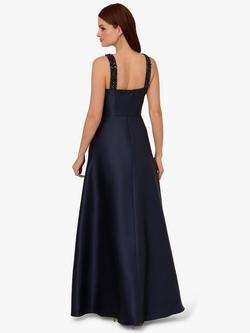 Adrianna Papell Beaded Mikado Maxi Dress, Midnight - view 2, Midnight