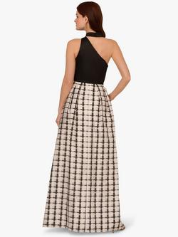 Adrianna Papell Plaid Combo Maxi Dress, Black/Ivory - view 2, Black/Ivory