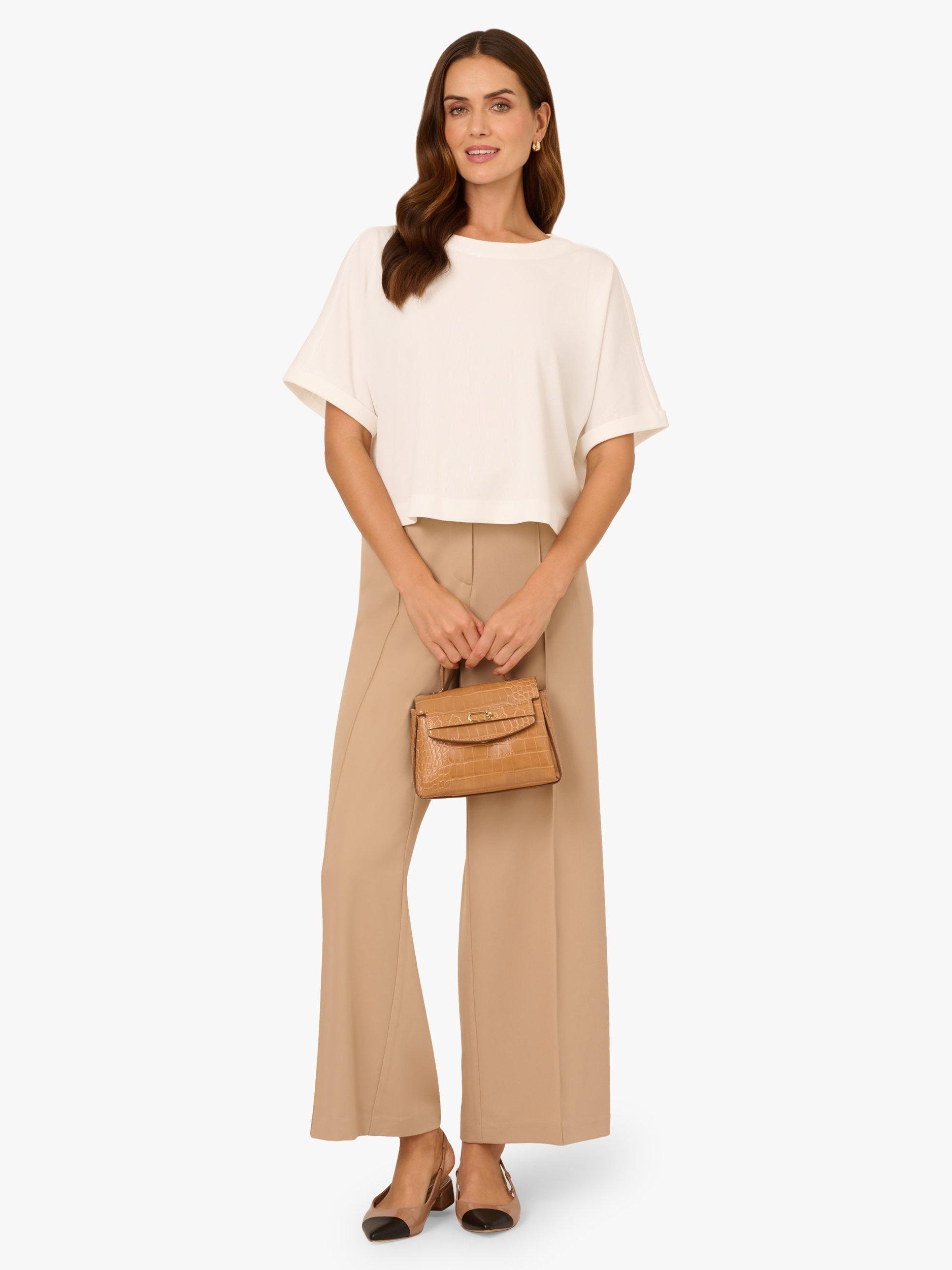 Product image 3 of 6, which shows Adrianna Papell Boxy Button Back Rib Knit Top, Ivory, XS