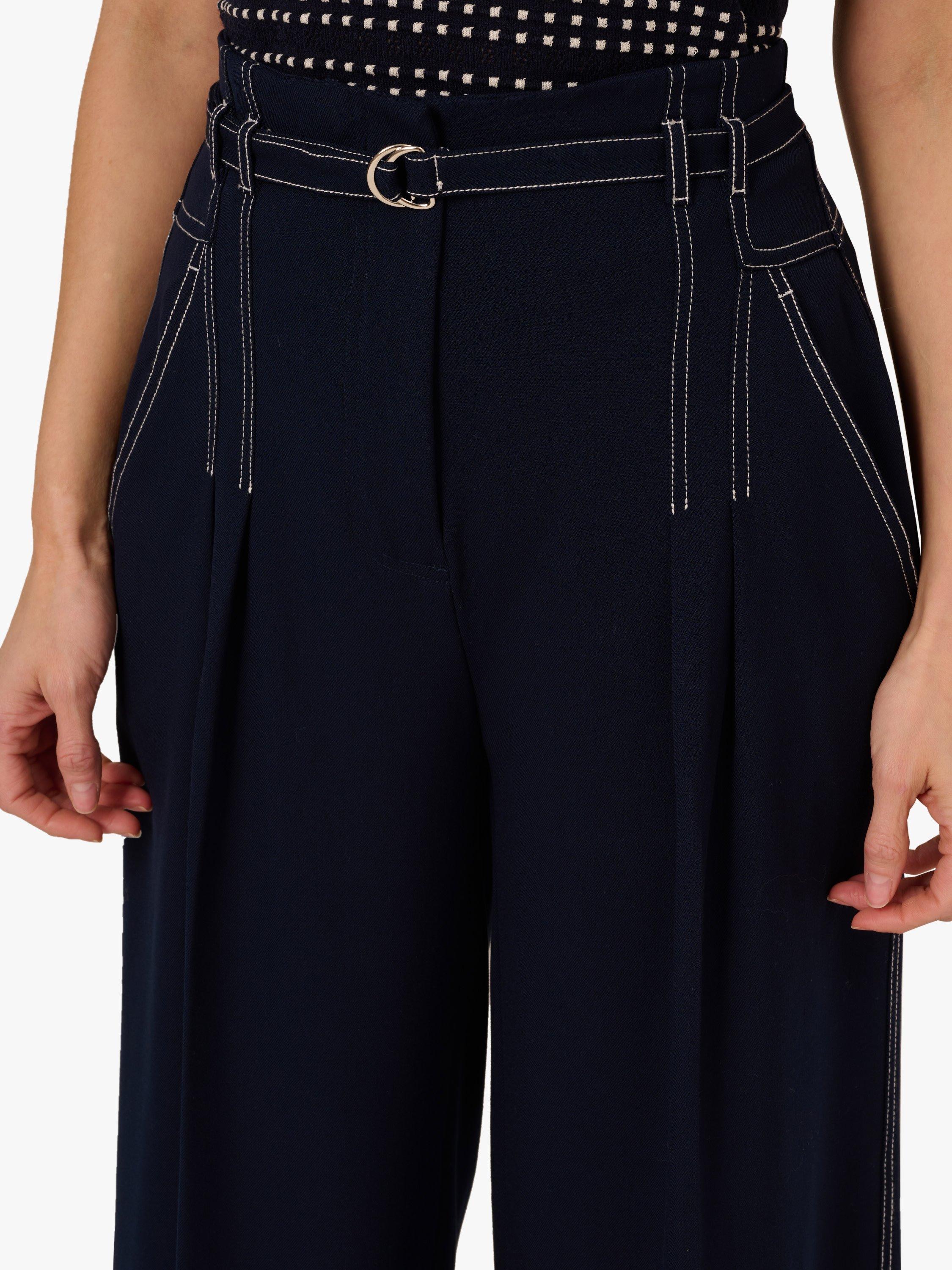 Product image 4 of 6, which shows Adrianna Papell High Waist Skinny Belt Topstitch Trousers, Navy/Ivory, 6