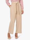 Adrianna Papell Twill Belted Wide Leg Trousers, Natural Linen